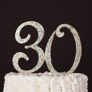 30 Cake Topper for 30th Birthday or Anniversary Gold Party Supplies &amp; Decorations (Gold) N4