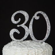 30 Cake Topper for 30th Birthday or Anniversary Gold Party Supplies &amp; Decorations (Gold) N5