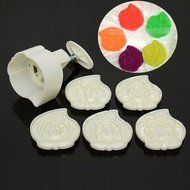 Jeteven Birthday Peach-shaped Moon Cake Mold Hand Pressure Mould with 5pcs Stamps Baking DIY Tool N4