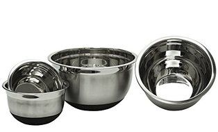 4 Pcs Stainless Steel German Mixing Bowls Set with Non-Skid Silicone Bottoms N3