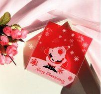 100 PCS Lovely Cute Bowknot OPP Self Adhesive Cookie Bakery Candy Biscuit Roasting Treat Gift DIY Plastic Bag... N16