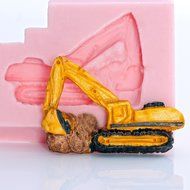 Small Excavator Silicone Mold Food Safe Fondant, Resin, Polymer Clay Mold. Flexible easy to use. Jewelry, Craft... N4
