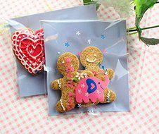 100 PCS Lovely Cute Bowknot OPP Self Adhesive Cookie Bakery Candy Biscuit Roasting Treat Gift DIY Plastic Bag... N23