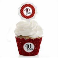 We Still Do - 40th Wedding Anniversary - Cupcake Wrapper &amp; Pick Party Kit - Set of 24 N3