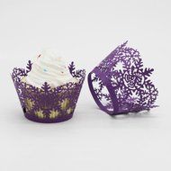 Oksale 24Pcs Christmas Hollow Lace Cup Muffin Holder Cake Paper Case Wraps Cupcake Wrapper for Wedding Birthday... N27