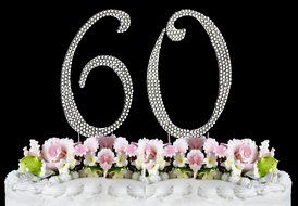 Rhinestone Cake Topper Number 60