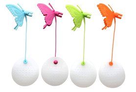 Tea Parties - Premium Butterfly Silicone Reusable Tea Bag Infuser Strainer (Yellow, Pink, Purple, Blue) N2