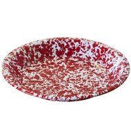 Enamelware Pie Plate - Burgundy / Cream Marble N4