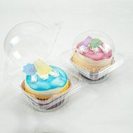 100 New Design Small Individual Serving Clear Hinged Cupcake Box N4