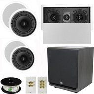 Theater Solutions 5.1 Home Theater 8" and 6.5" Speaker Set with Center, 12" Powered Sub and More TS6C8CL51SET7