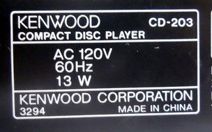 Kenwood CD-203 Multiple CD Player Changer w/ 5 Disc Changer N3