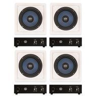 Blue Octave RW8 In Wall 8" Passive Subwoofer Speakers Home Theater 4 Sub and 4 Amp Set