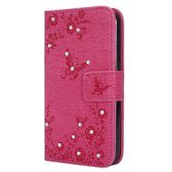 Galaxy Core Prime Wallet Case,PHEZEN Serect Garden Butterfly Flower Inlaid Shiny Glitter Diamond Pu Leather Flip... N58