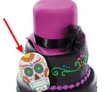 Happy Halloween Day of the Dead Cake Topper with 12 Cupcake Decoration Rings