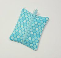 Ear Bud Pouch / Earbud Holder / Zip Pouch / Mini Zip Pouch / Jump Drive Holder ::: Sparkling Aqua Dots