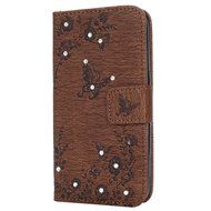 Galaxy Core Prime Wallet Case,PHEZEN Serect Garden Butterfly Flower Inlaid Shiny Glitter Diamond Pu Leather Flip... N64