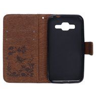 Galaxy Core Prime Wallet Case,PHEZEN Serect Garden Butterfly Flower Inlaid Shiny Glitter Diamond Pu Leather Flip... N65