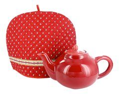 Provence Tea Cozy - Red - 12 1/2" X 9 1/2" - Made in France N2