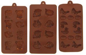Silicone Pastry Candy Gummy Mold - Chocolate Ice Cubes Soap - 3 Piece Set - 8" x 4" N4