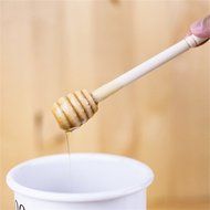 BleuMoo 1 Piece Wooden Honey Dipper Wooden Stick Spoon Dip Drizzler Server 15cm Long N5