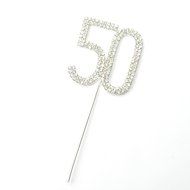 Cosmos &reg; Rhinestone Crystal Silver Number 50 Birthday 50th Anniversary Cake Topper N7