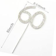 Cosmos &reg; Rhinestone Crystal Silver Number 50 Birthday 50th Anniversary Cake Topper N8