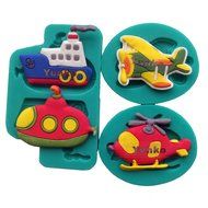 Yunko Baby Shower Cake Decorating Fondant Silicone Mold Chocolate Candy Cupcake Mold Aircraft Glider Ship Submarine