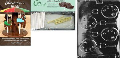 Cybrtrayd Palette Lolly Jobs Chocolate Mold with Lollipop Supply Bundle of 50 Lollipop Sticks, 50 Cello Bags,... N4