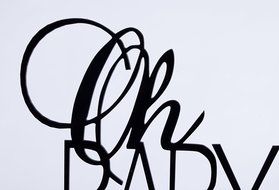 LOVENJOY Gift Box Pack Oh Baby Boy or Girl Monogram Baby Shower Decoration Cake Topper Black (4.5-inch) N4