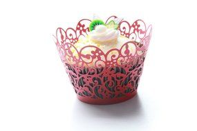 Kuke 24 pcs Twist Flower Lace Laser Cut Cupcake Wrappers Cupcake Liners Muffin Container for Baby Shower Baby... N2