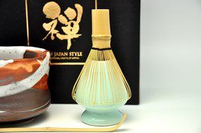 Japanese Mino Yaki ware Matcha Bowl And Tea Ceremony Set Green Tea 11 / 11 / 8cm (4.3 / 4.3 / 3.1inch)[7369] N5