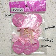 DOOXOO 12pc Pink Happy Birthday Cupcake Toppers First Birthday One Toppers Personalized Toppers Birthday Toppers...