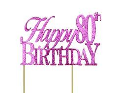 All About Details Pink Happy-80th-birthday Cake Topper