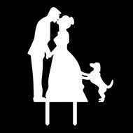 Funny Cake Topper Of Engagenent And Bridal With A Lovly Pet N5