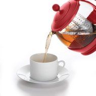 BonJour Tea "Prosperity" Borosilicate Glass Teapot with Plastic Frame, 42-Ounce //Color:Rosehip Red N7
