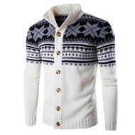 Laimeng,Men 's Knitting wool Hooded Nail Wind Neck Sweater Jacket Blouse (M, Dark Gray) N4