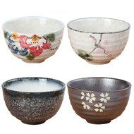 Tea Ceremony Matcha Bowl Green Tea Powder Ceramic Teaware Accessory 4 Patterns - Cherry Blossoms, 11.3x4.8x6.9cm N18