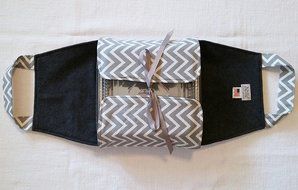 Casserole Tote in Gray Mini-Chevron 8x8 - Can be Personalized, ZigZag Stripe, Made in America N6