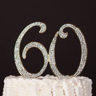 60 Cake Topper for 60th Birthday or Anniversary Gold Party Supplies &amp; Decoration Ideas (Gold) N2