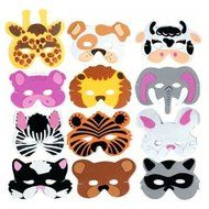 (12) Foam Zoo Animal Kids Mask Assorted Party Favor Lion Tiger Bear Pig Cat