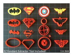 Super Hero Cookie Cutter (Set A) / Fondant Cutter / Cupcake Topper - (14pc Set ) Buyer`s Choice