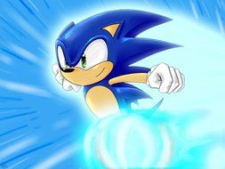 Sonic the Hedgehog Running Edible Cake Topper Frosting 1/4 Sheet Birthday Party