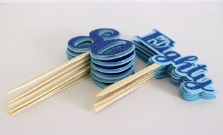 All About Details Blue Eighty Cupcake Toppers, Set of 12