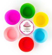Silicone Baking Cups / Cupcake Liners - 12 Vibrant Muffin Molds in Storage Container - by Mrs. Cupcake N5