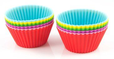 Silicone Baking Cups / Cupcake Liners - 12 Vibrant Muffin Molds in Storage Container - by Mrs. Cupcake N6