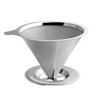 Joyoldelf Reusable Stainless Steel Coffee Filter, Fine Double Mesh Pour Over Cone Coffee Dripper - Fits on Most... N2