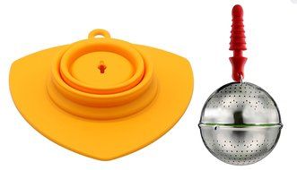 Hipo Design Height Adjustable Tea Ball Strainer- Foldable Silicone Q Cap alone as Coffee Dripper (orange) N14