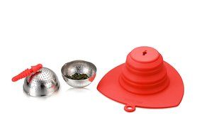 Hipo Design Height Adjustable Tea Ball Strainer- Foldable Silicone Q Cap alone as Coffee Dripper (orange) N15