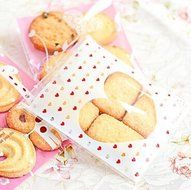 100 PCS Lovely Cute Bowknot OPP Self Adhesive Cookie Bakery Candy Biscuit Roasting Treat Gift DIY Plastic Bag... N36