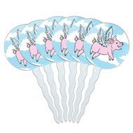 Set of 6 Cupcake Picks Toppers Decoration Animals - Sloth Face N14